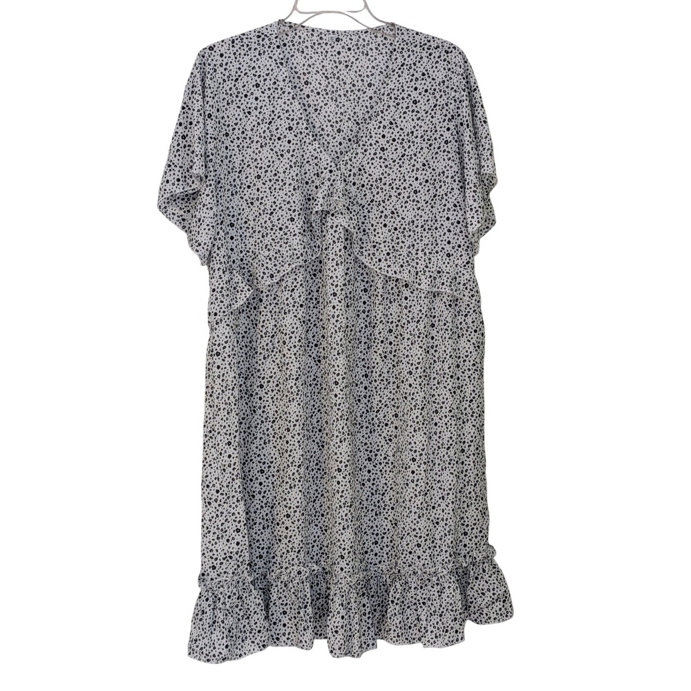 Womens Casual Maxi Dress Leopard Print V Neck Short Sleeve Ruffle‎ Hem XL NWOT
